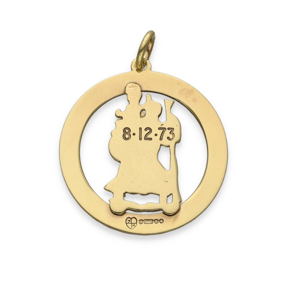 9ct Yellow Gold Open St. Christopher Pendant - 24x26x2mm - 2.8g