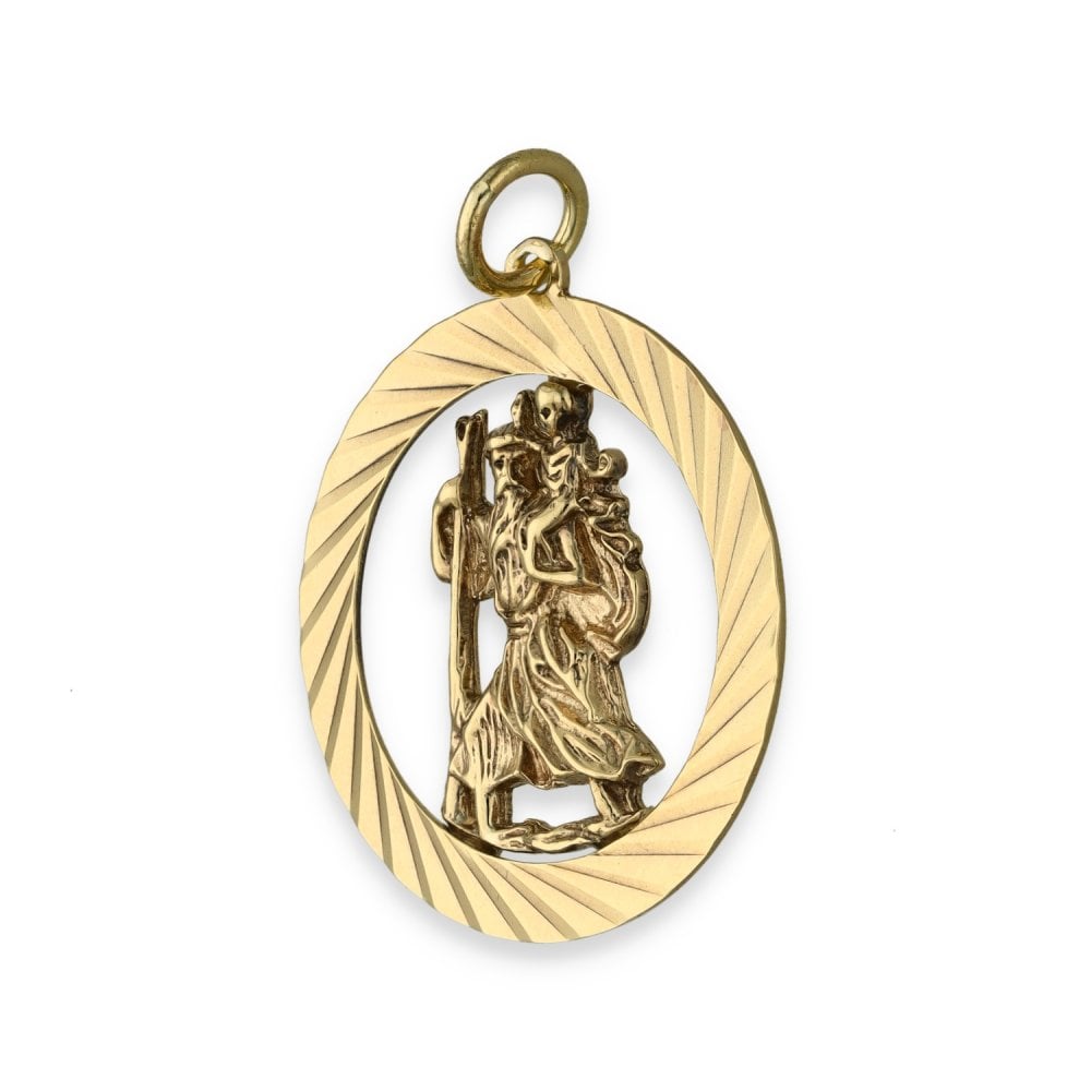 9ct Yellow Gold Open St. Christopher Pendant - 24x26x2mm - 2.8g