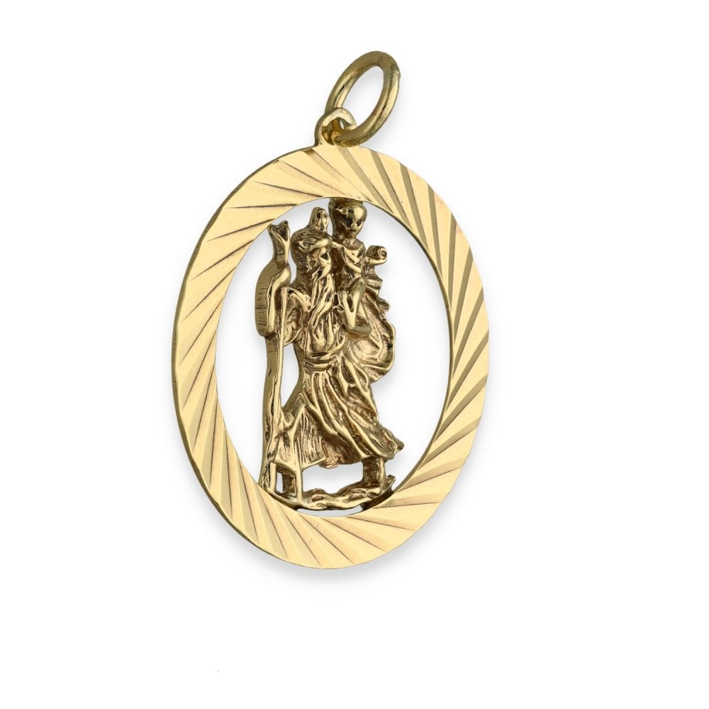 9ct Yellow Gold Open St. Christopher Pendant - 24x26x2mm - 2.8g