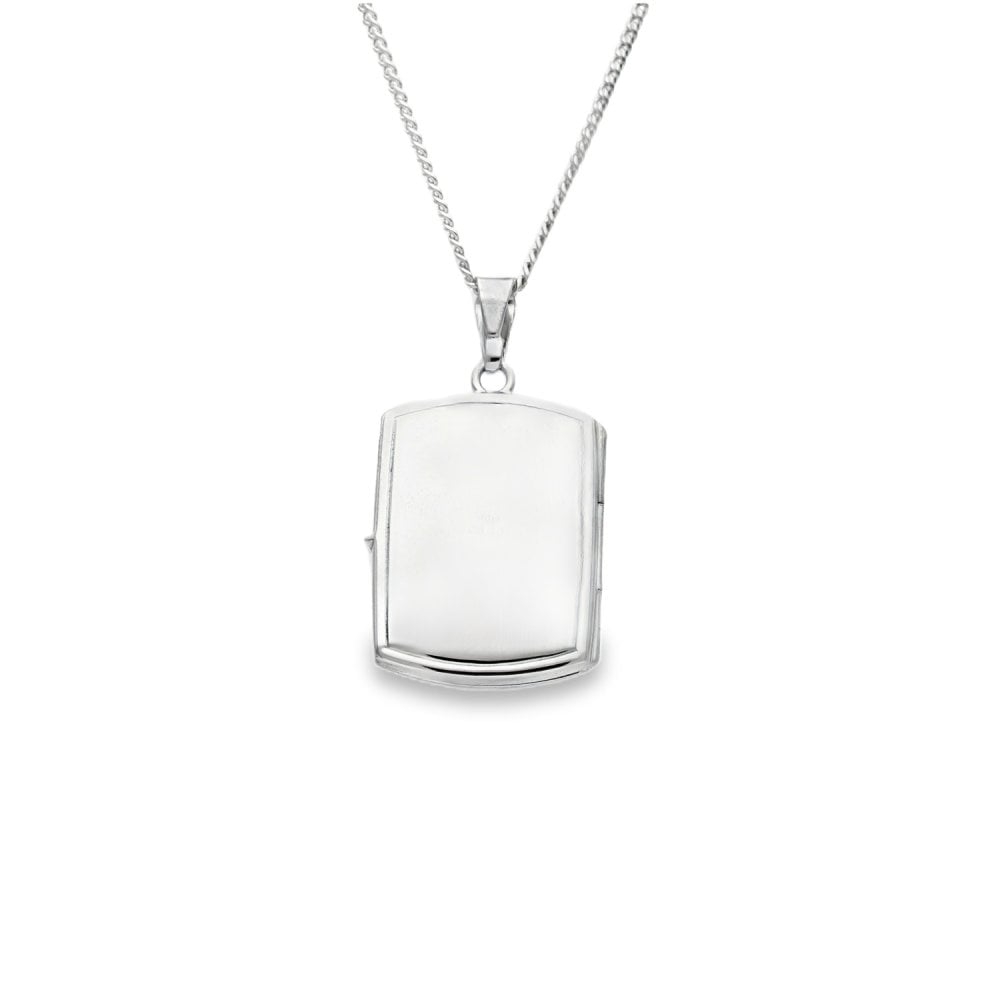 9ct White Gold Flower Locket & Necklace - 19x27x4.5mm -7.9g