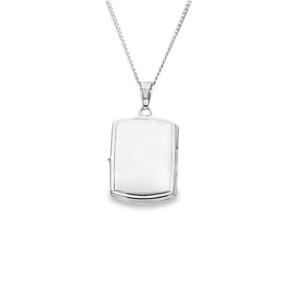 9ct White Gold Flower Locket & Necklace - 19x27x4.5mm -7.9g