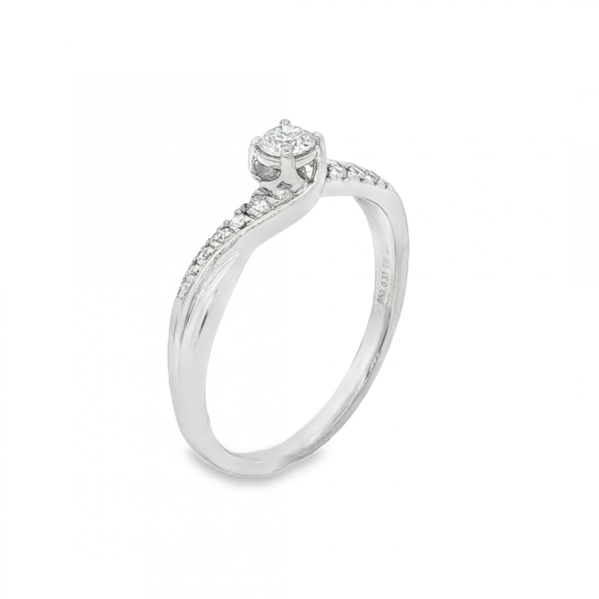 950 Platinum Diamond Twist Engagement Ring - Size T - 0.33ct