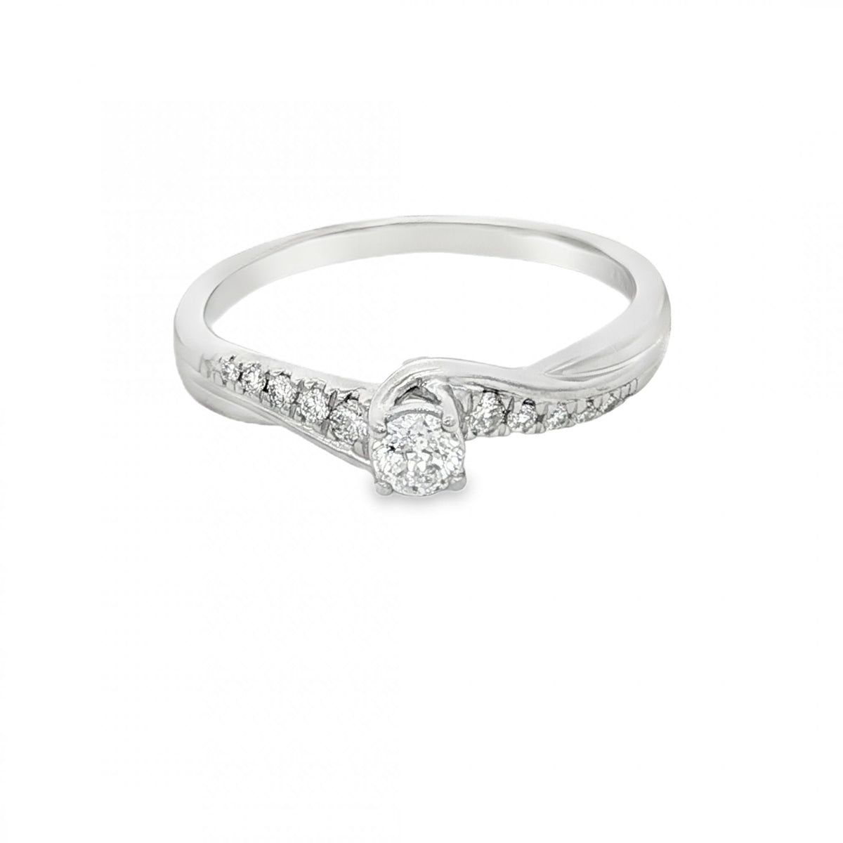 950 Platinum Diamond Twist Engagement Ring - Size T - 0.33ct