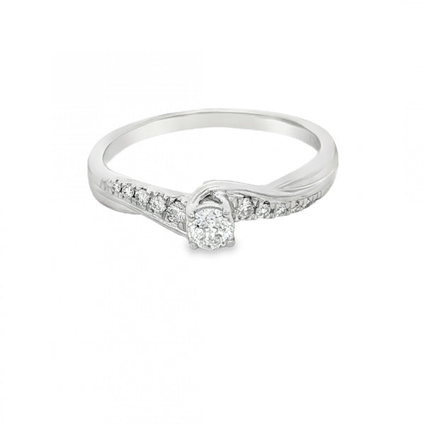 950 Platinum Diamond Twist Engagement Ring - Size T - 0.33ct