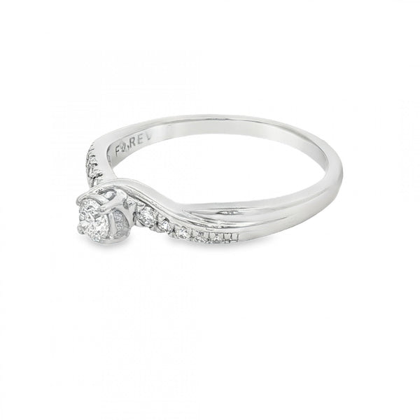 950 Platinum Diamond Twist Engagement Ring - Size T - 0.33ct