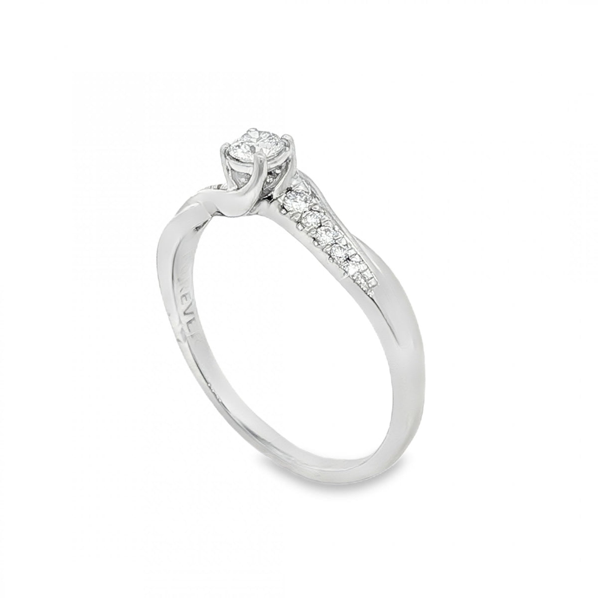 950 Platinum Diamond Twist Engagement Ring - Size T - 0.33ct
