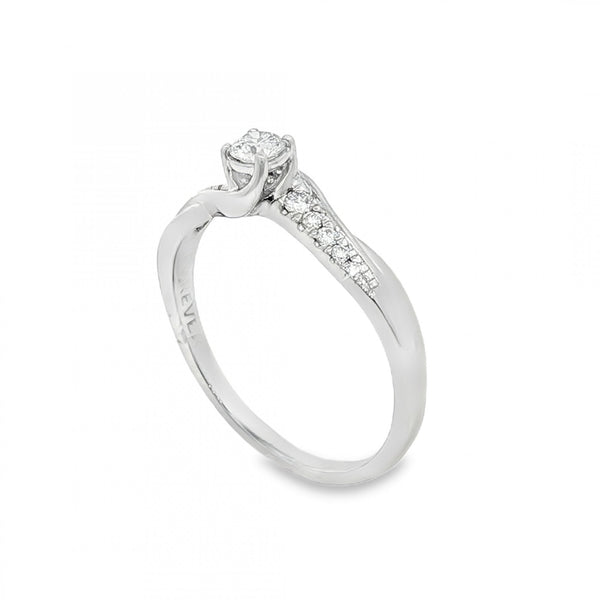 950 Platinum Diamond Twist Engagement Ring - Size T - 0.33ct