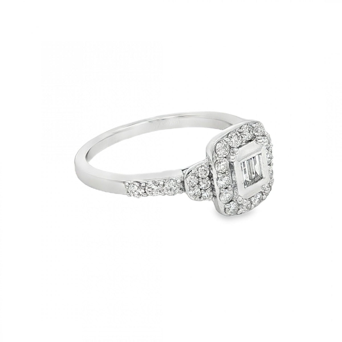 18ct White Gold Diamond Cluster & Eternity Ring Set - 1.00ct