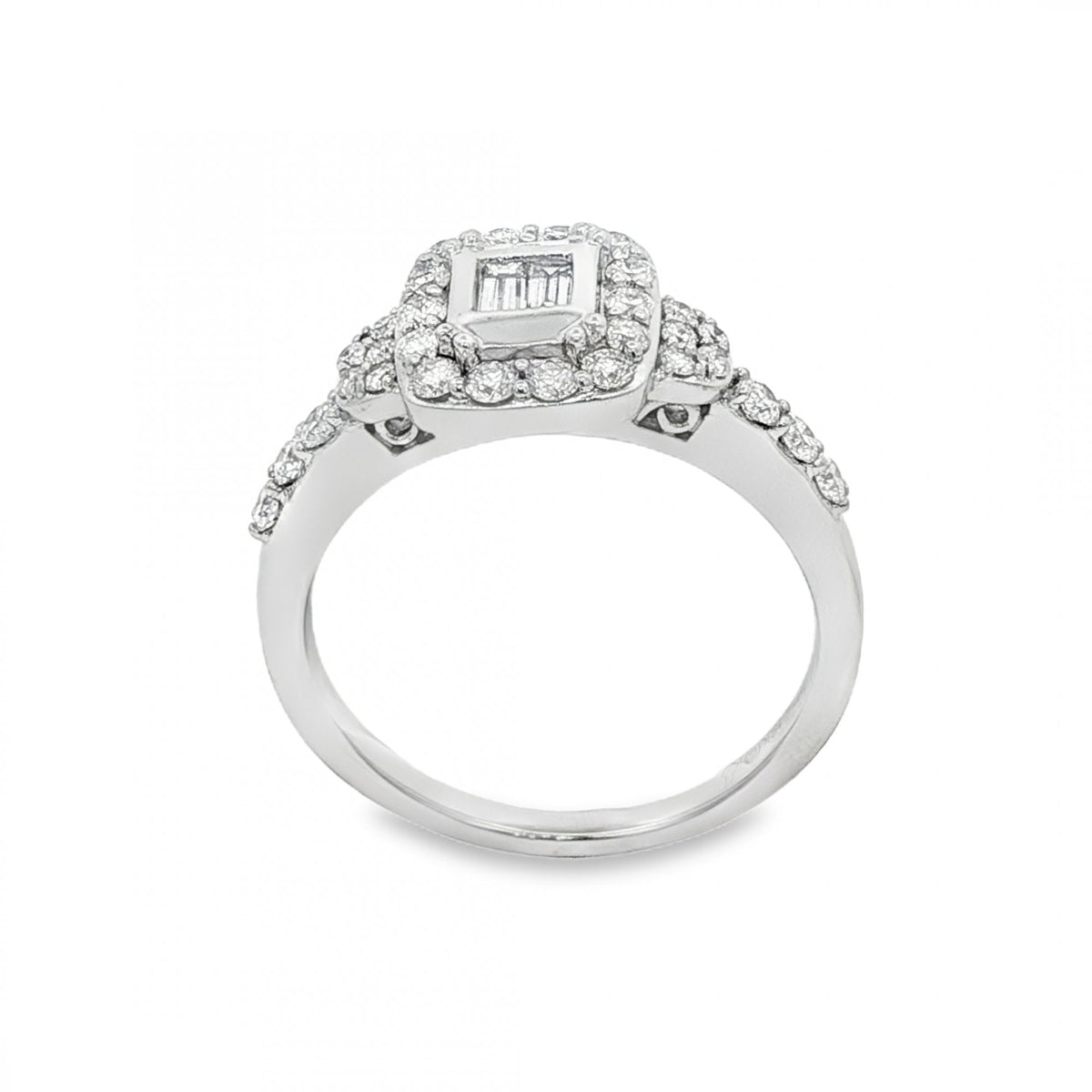 18ct White Gold Diamond Cluster & Eternity Ring Set - 1.00ct
