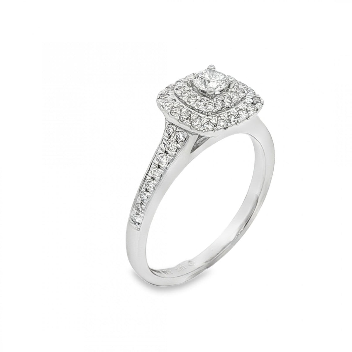 18ct White Gold Diamond Cluster Ring - Size M½ - 0.50ct