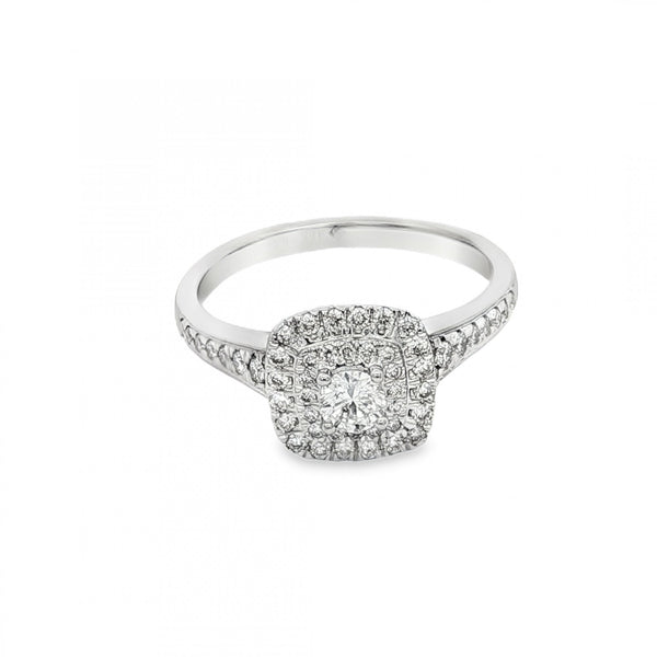 18ct White Gold Diamond Cluster Ring - Size M½ - 0.50ct