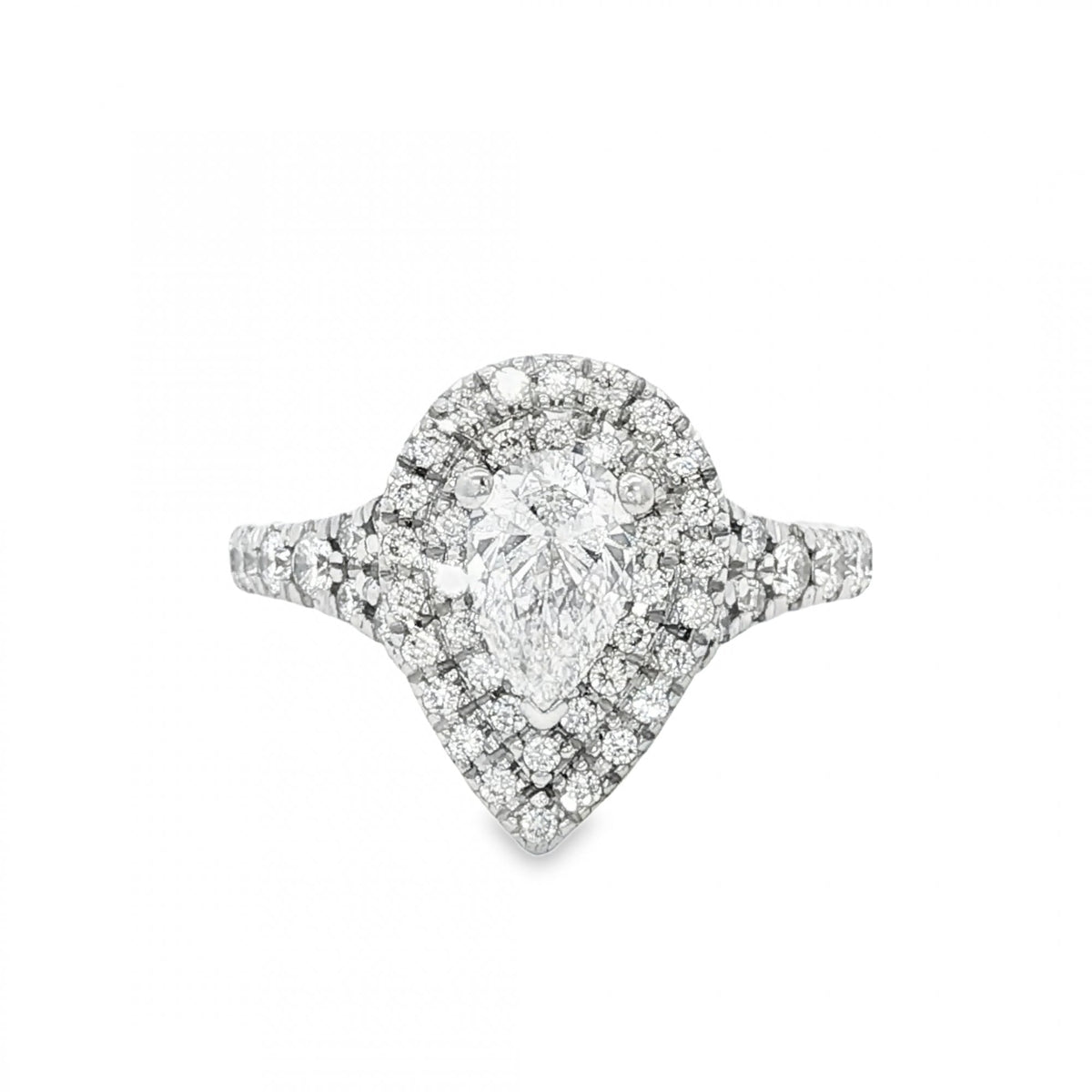 18ct White Gold Diamond Pear Cluster Ring - Size L - 1.00ct