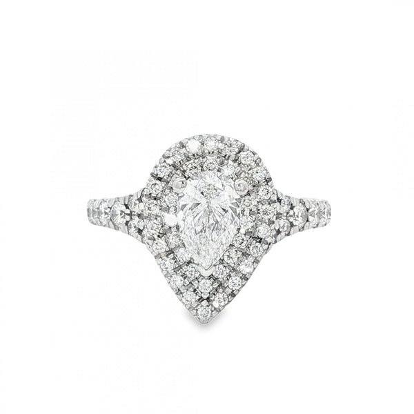 18ct White Gold Diamond Pear Cluster Ring - Size L - 1.00ct