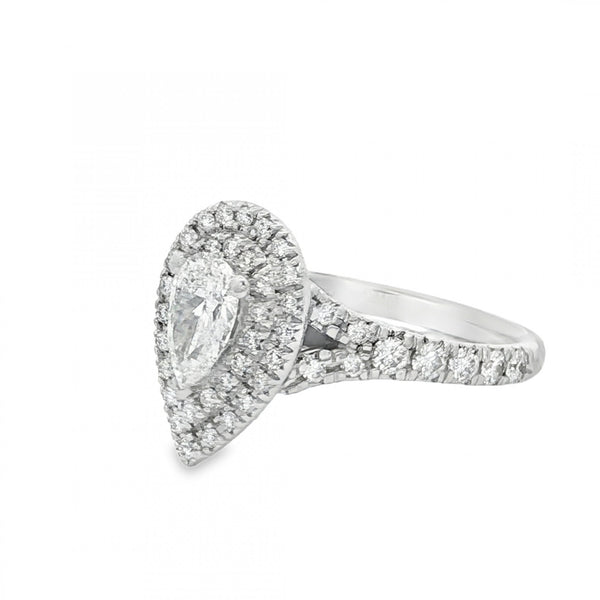 18ct White Gold Diamond Pear Cluster Ring - Size L - 1.00ct