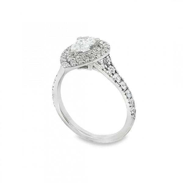 18ct White Gold Diamond Pear Cluster Ring - Size L - 1.00ct