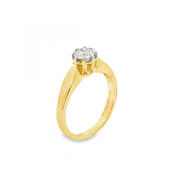 18ct Yellow Gold Diamond Engagement Ring - Size H½ - 0.33ct
