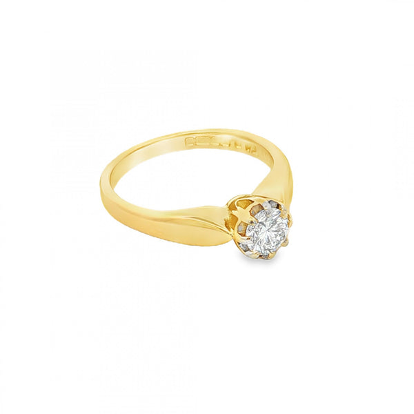 18ct Yellow Gold Diamond Engagement Ring - Size H½ - 0.33ct