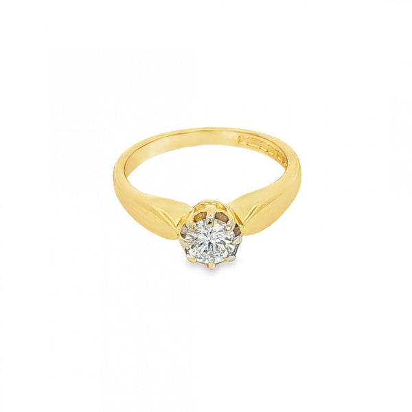 18ct Yellow Gold Diamond Engagement Ring - Size H½ - 0.33ct