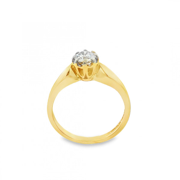 18ct Yellow Gold Diamond Engagement Ring - Size H½ - 0.33ct