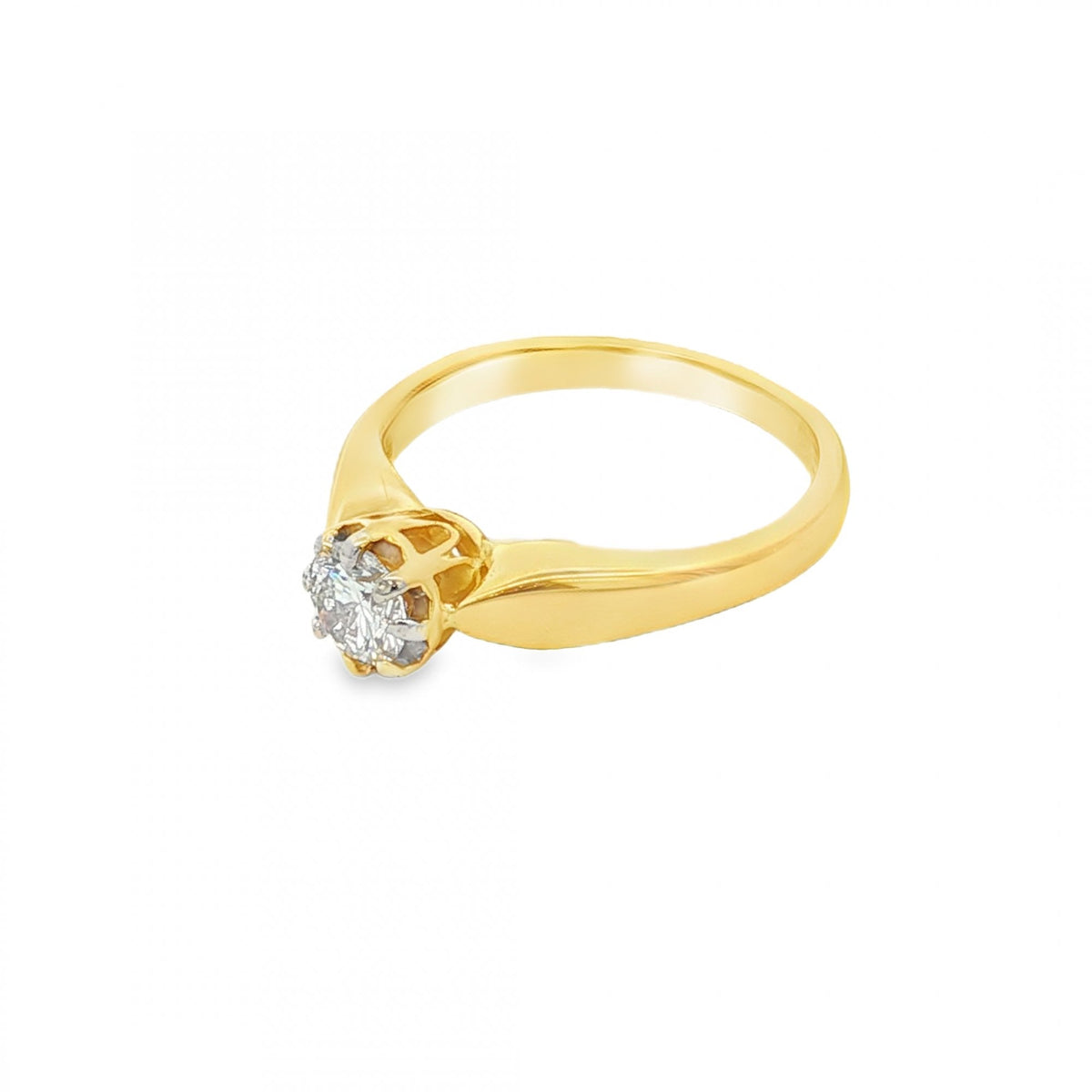 18ct Yellow Gold Diamond Engagement Ring - Size H½ - 0.33ct