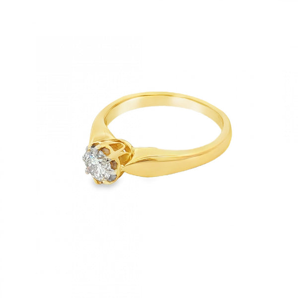 18ct Yellow Gold Diamond Engagement Ring - Size H½ - 0.33ct