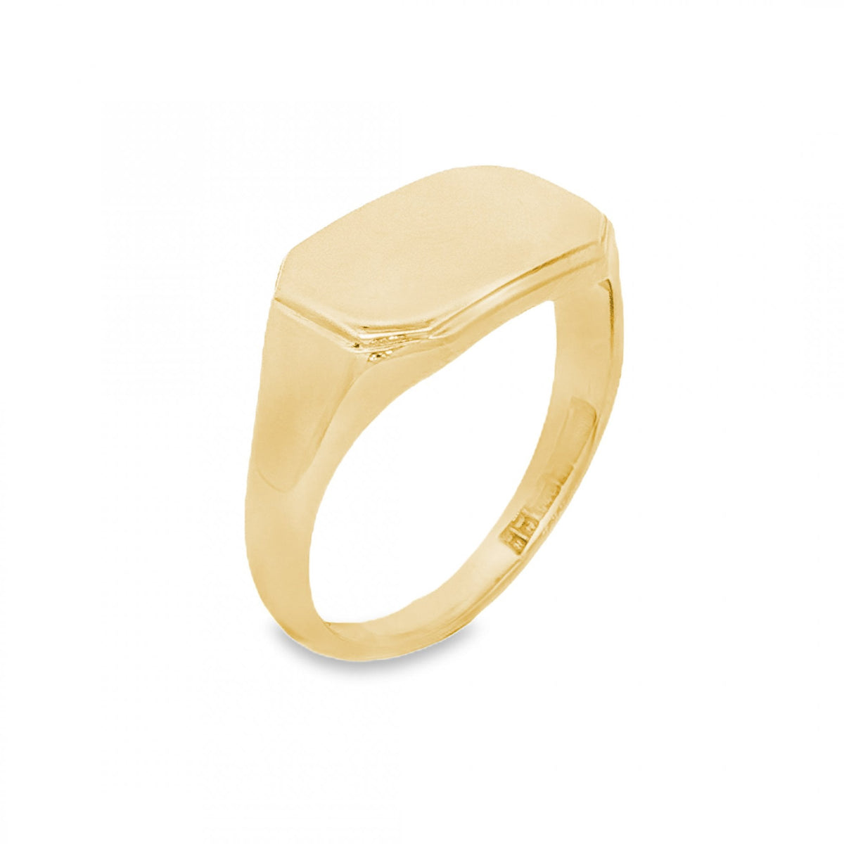 9ct Yellow Gold Octagon Signet Ring - Size P½ - 10mm