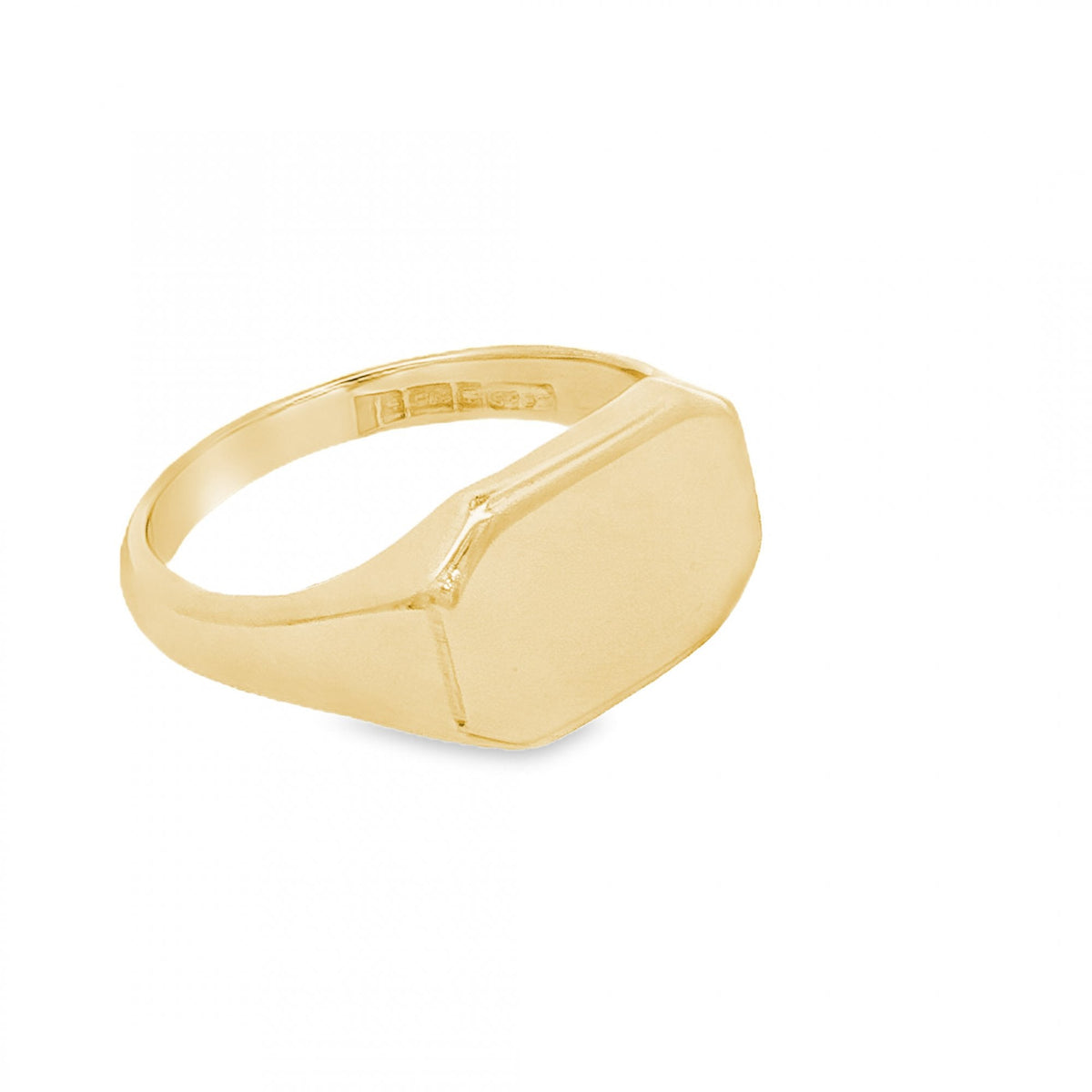 9ct Yellow Gold Octagon Signet Ring - Size P½ - 10mm