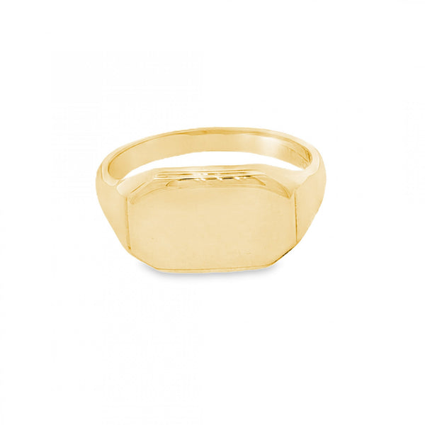 9ct Yellow Gold Octagon Signet Ring - Size P½ - 10mm