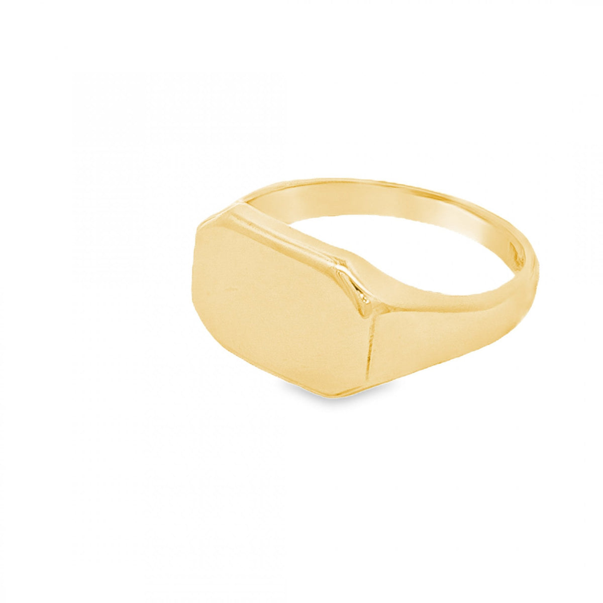 9ct Yellow Gold Octagon Signet Ring - Size P½ - 10mm