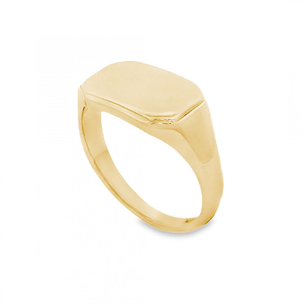 9ct Yellow Gold Octagon Signet Ring - Size P½ - 10mm