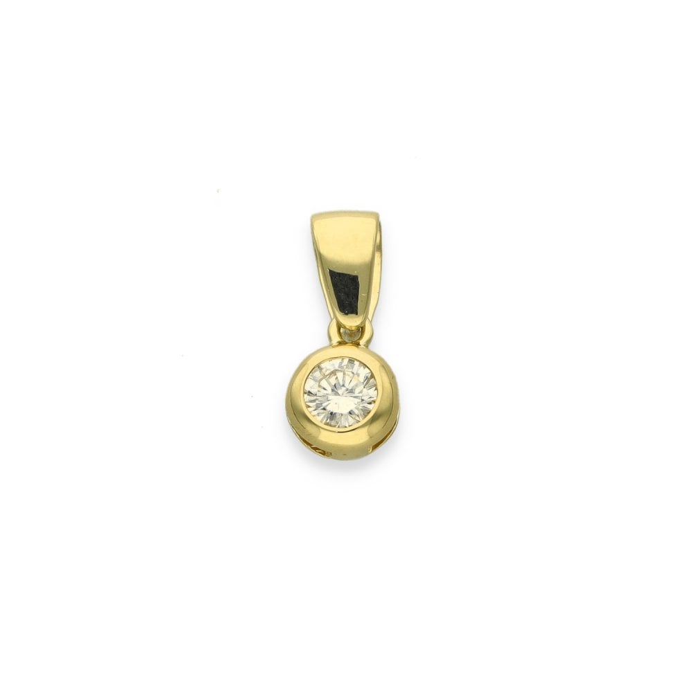 9ct Yellow Gold Diamond Solitaire Pendant - 6x8x3.5mm - 0.19ct