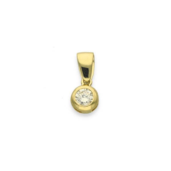 9ct Yellow Gold Diamond Solitaire Pendant - 6x8x3.5mm - 0.19ct