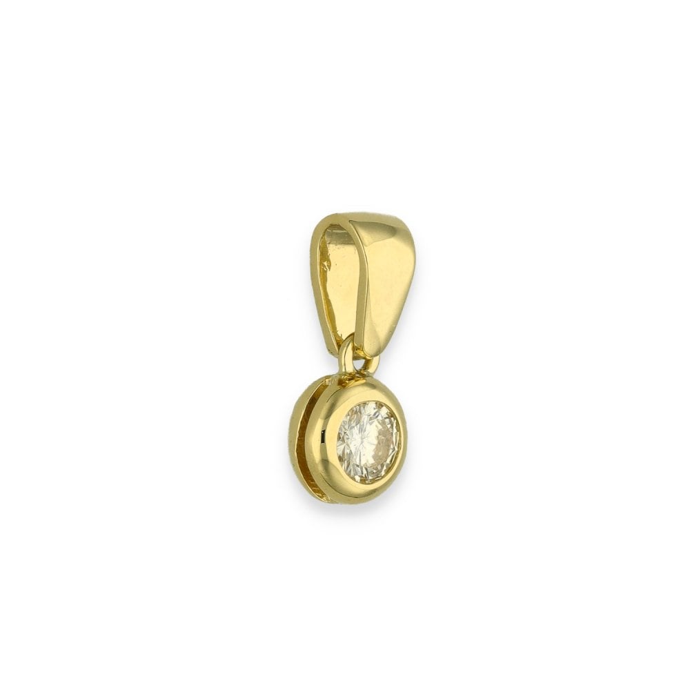 9ct Yellow Gold Diamond Solitaire Pendant - 6x8x3.5mm - 0.19ct