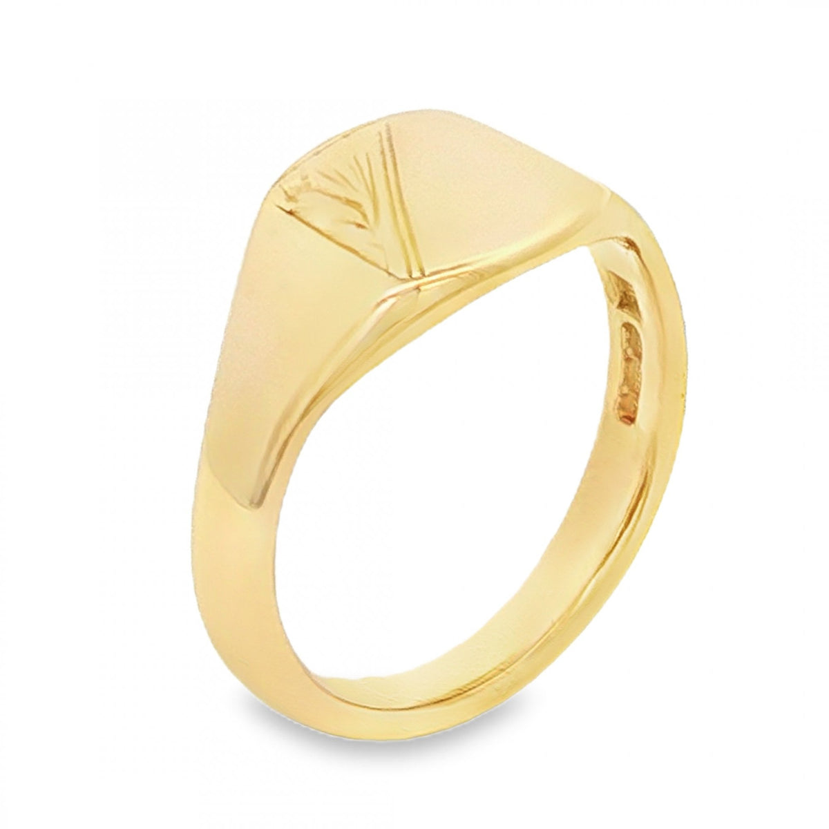 9ct Yellow Gold Cushion Signet Ring - Size J - 9mm