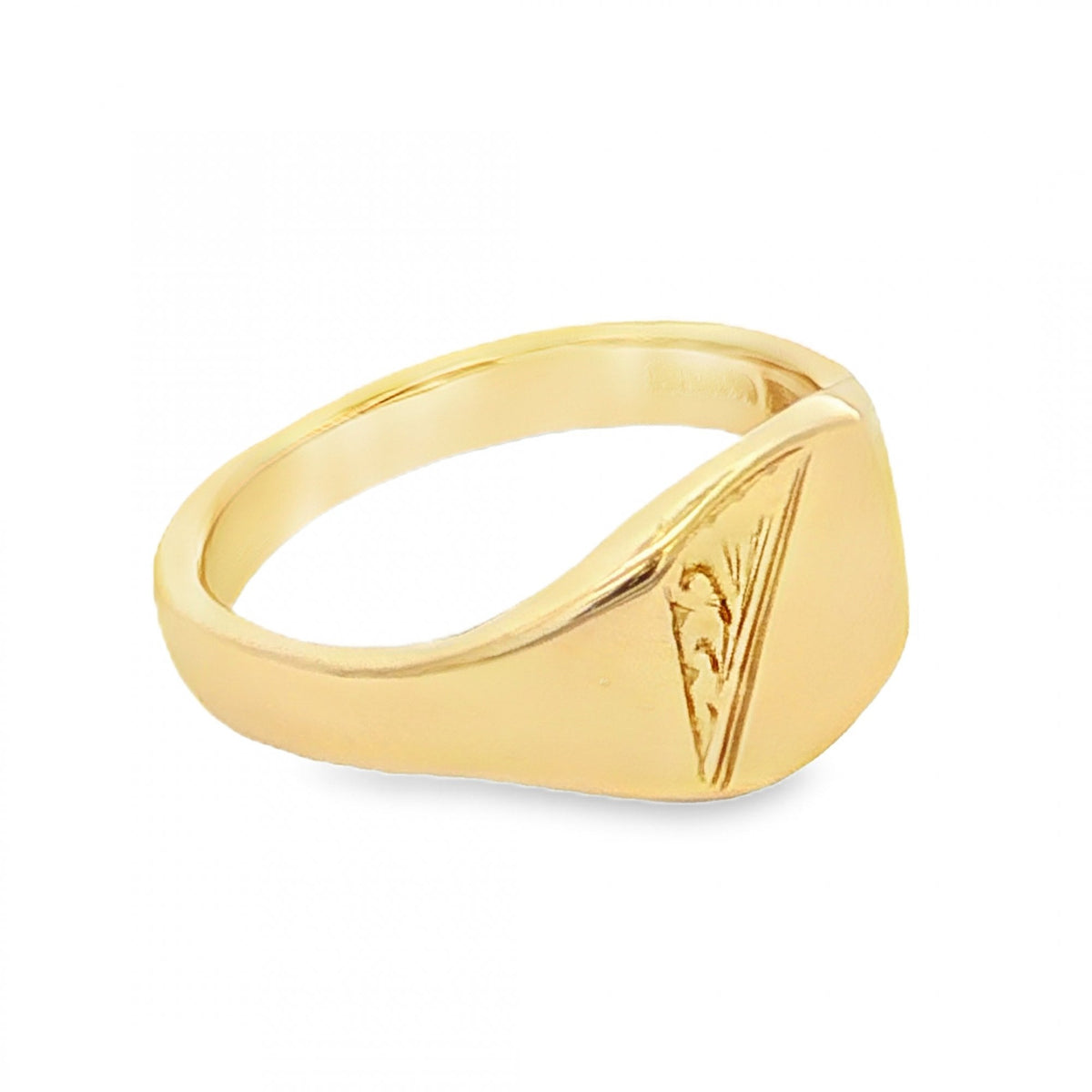 9ct Yellow Gold Cushion Signet Ring - Size J - 9mm