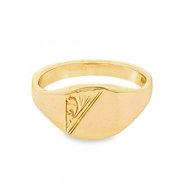 9ct Yellow Gold Cushion Signet Ring - Size J - 9mm