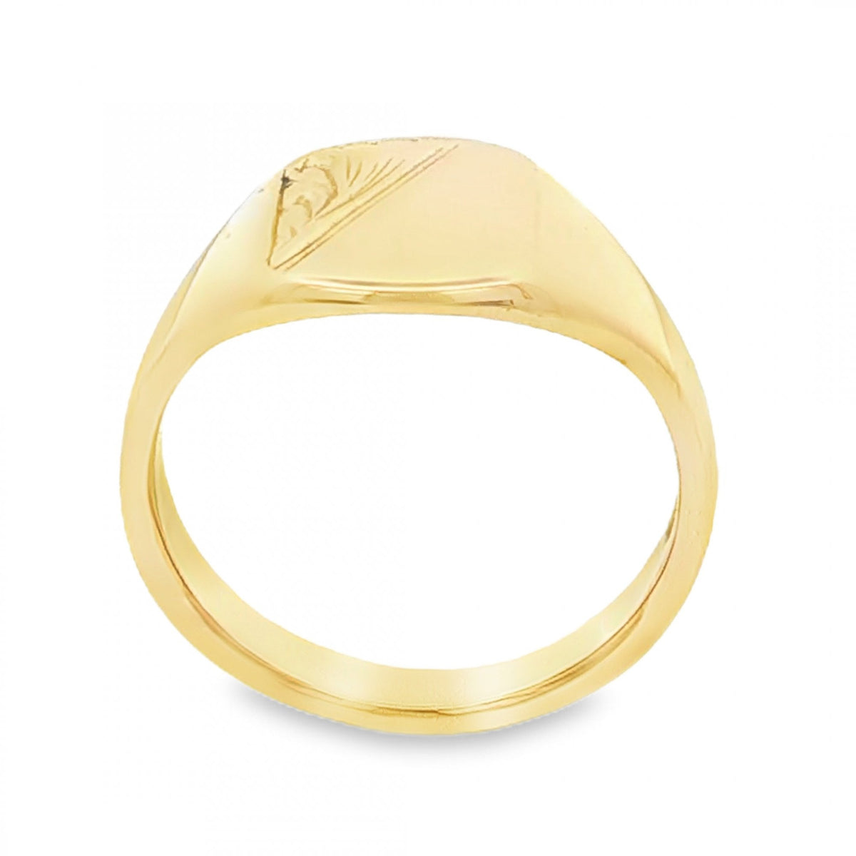 9ct Yellow Gold Cushion Signet Ring - Size J - 9mm