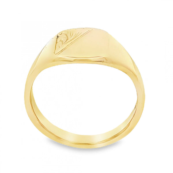 9ct Yellow Gold Cushion Signet Ring - Size J - 9mm