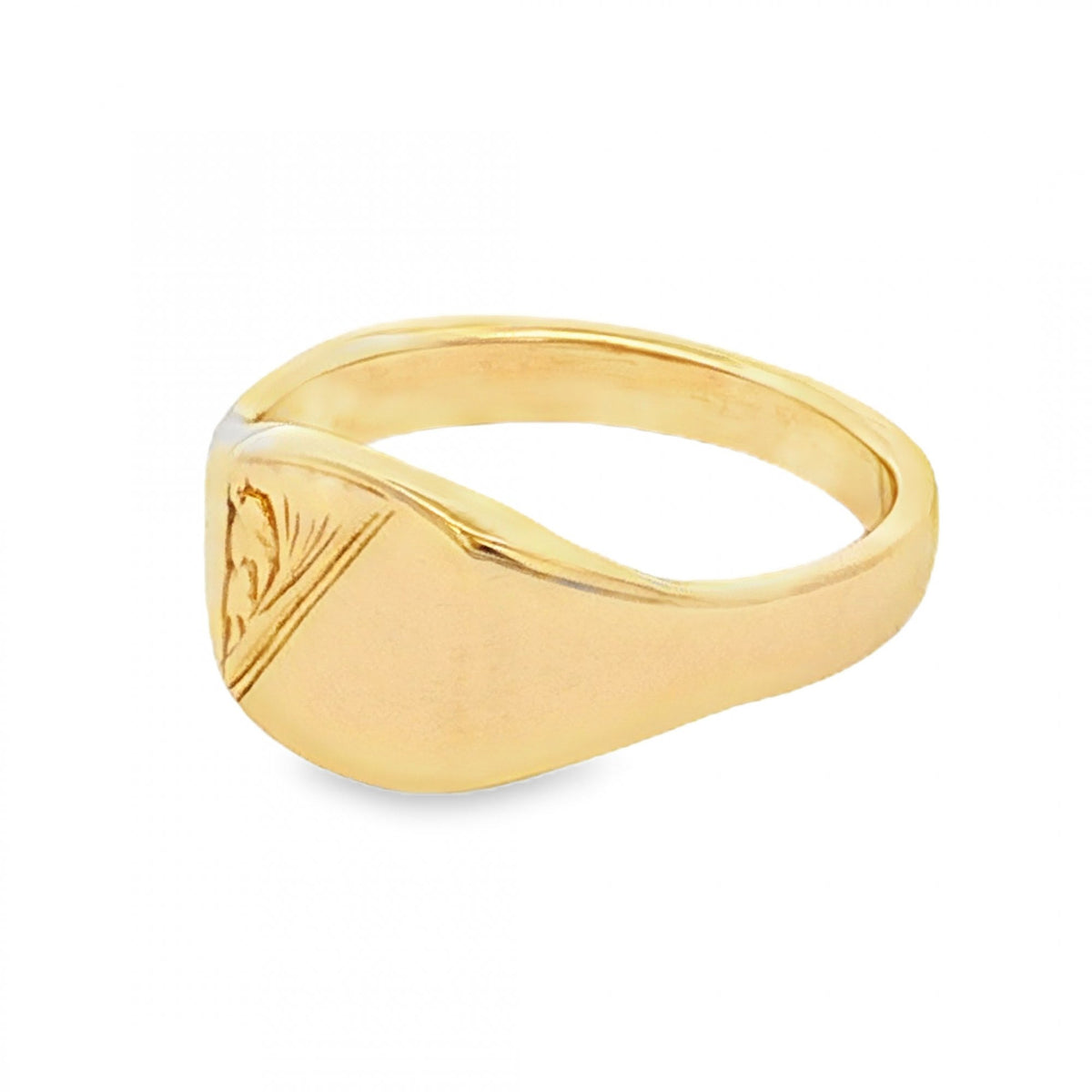 9ct Yellow Gold Cushion Signet Ring - Size J - 9mm