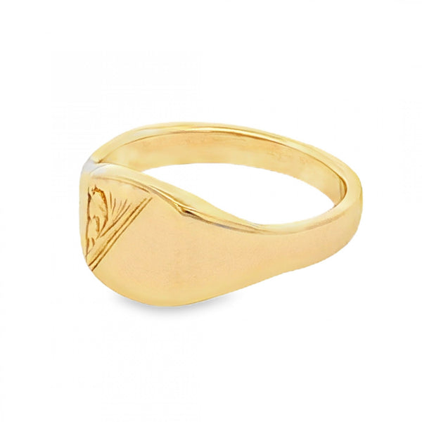 9ct Yellow Gold Cushion Signet Ring - Size J - 9mm