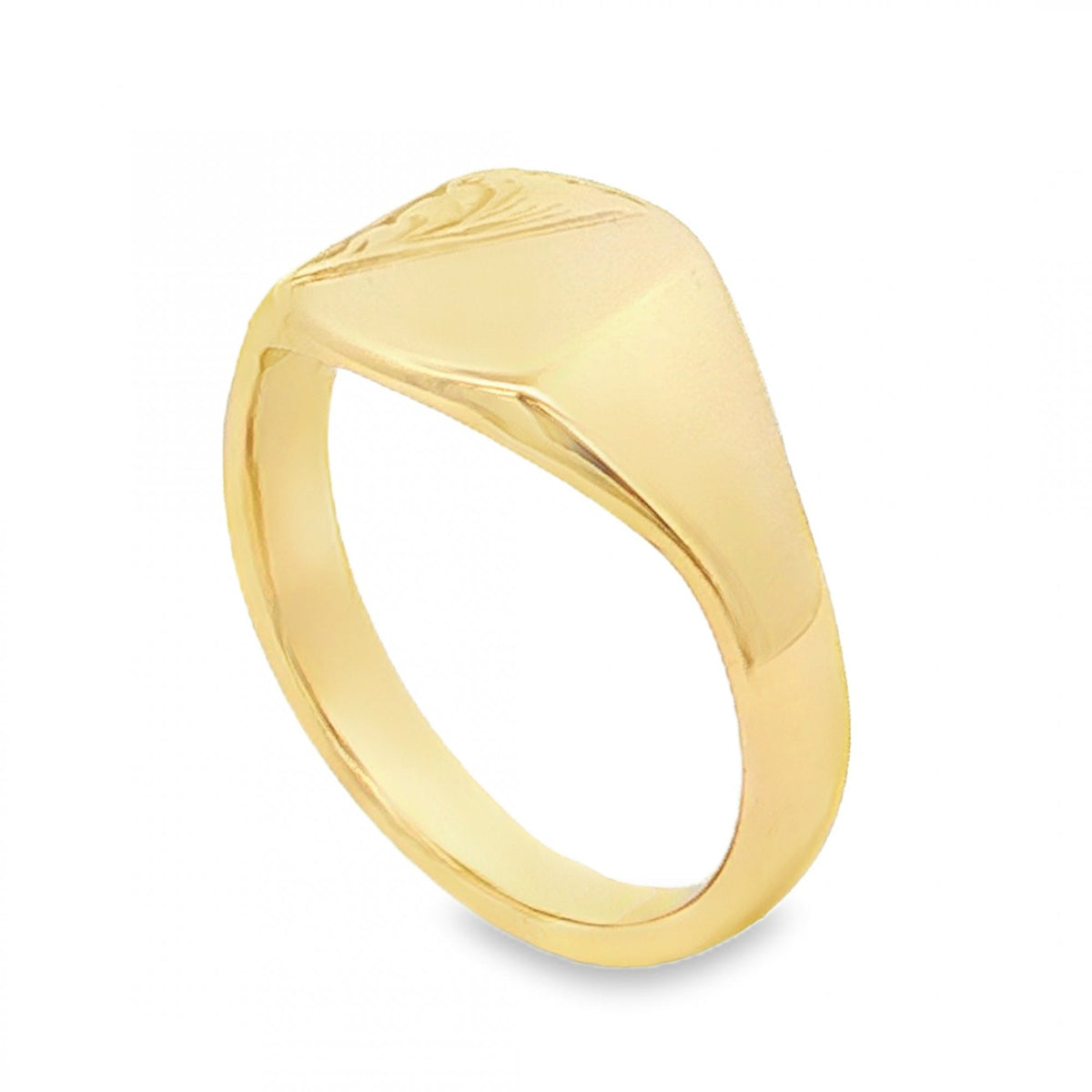 9ct Yellow Gold Cushion Signet Ring - Size J - 9mm