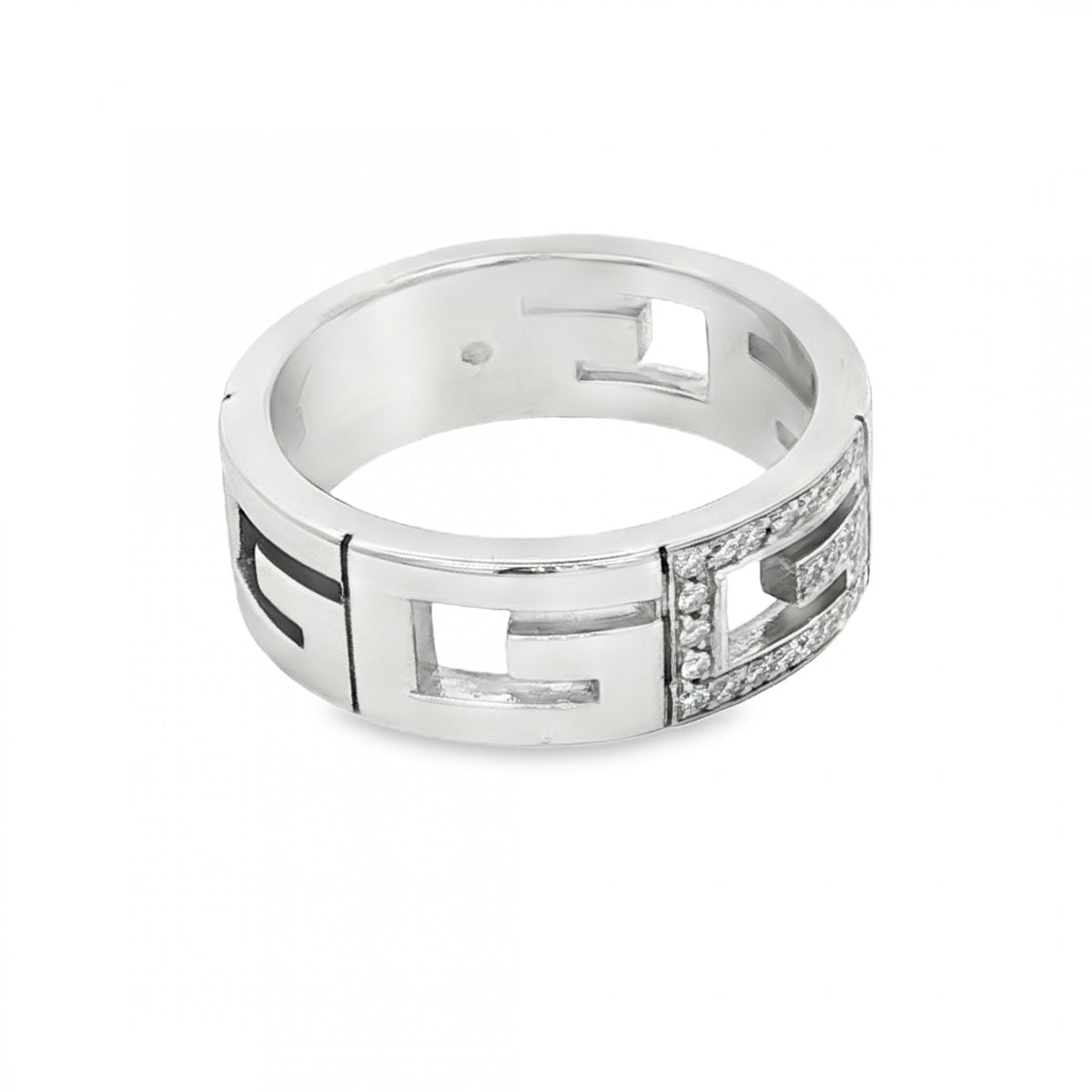 18ct White Gold Gucci Diamond G Ring - Size Q½ - 0.15ct