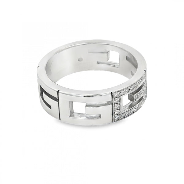 18ct White Gold Gucci Diamond G Ring - Size Q½ - 0.15ct