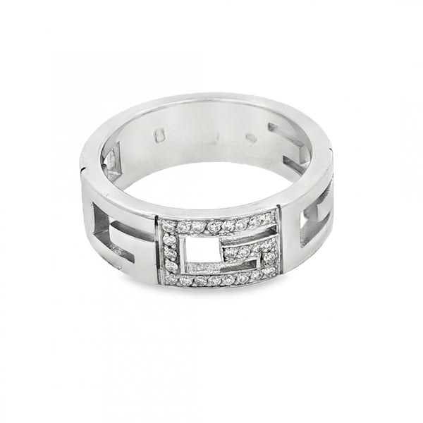 18ct White Gold Gucci Diamond G Ring - Size Q½ - 0.15ct