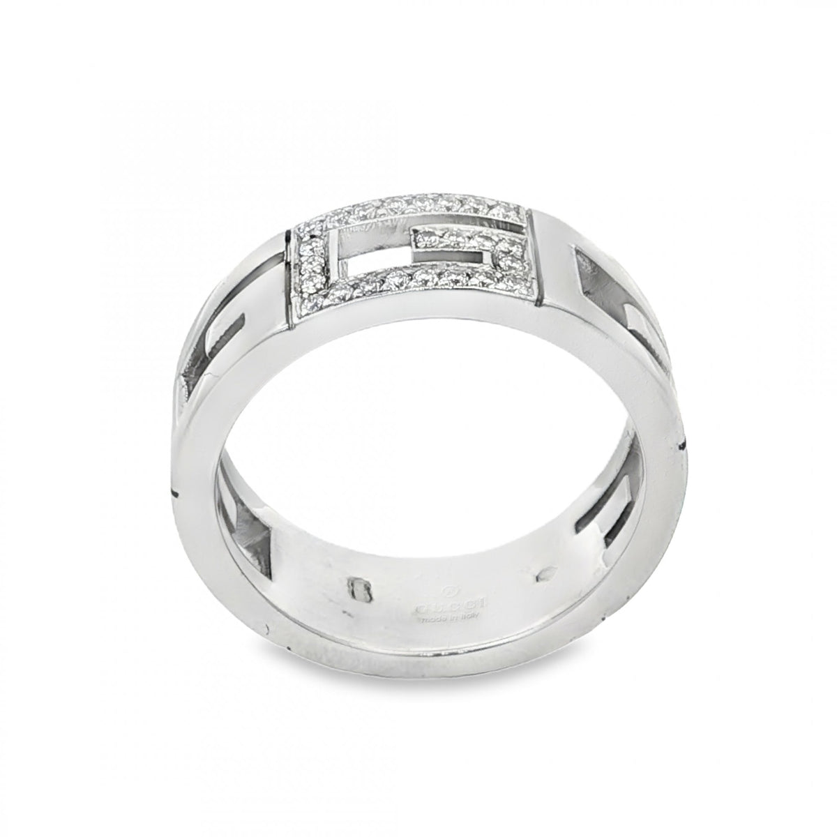 18ct White Gold Gucci Diamond G Ring - Size Q½ - 0.15ct