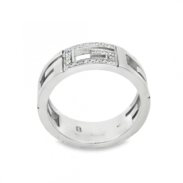 18ct White Gold Gucci Diamond G Ring - Size Q½ - 0.15ct