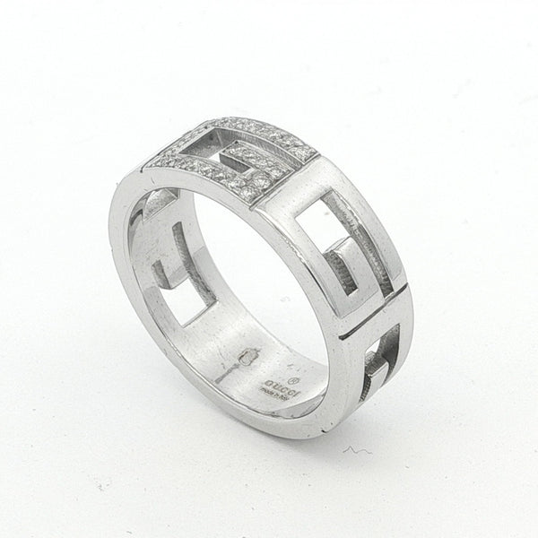 18ct White Gold Gucci Diamond G Ring - Size Q½ - 0.15ct
