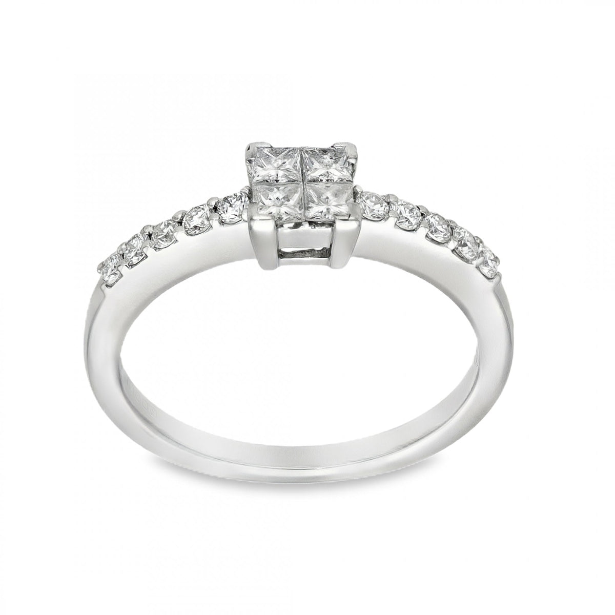 Ladies 18ct White Gold Diamond Cluster Ring - Size N - 0.43ct