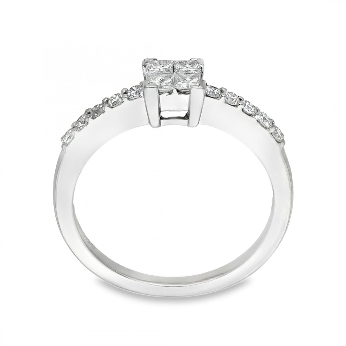Ladies 18ct White Gold Diamond Cluster Ring - Size N - 0.43ct