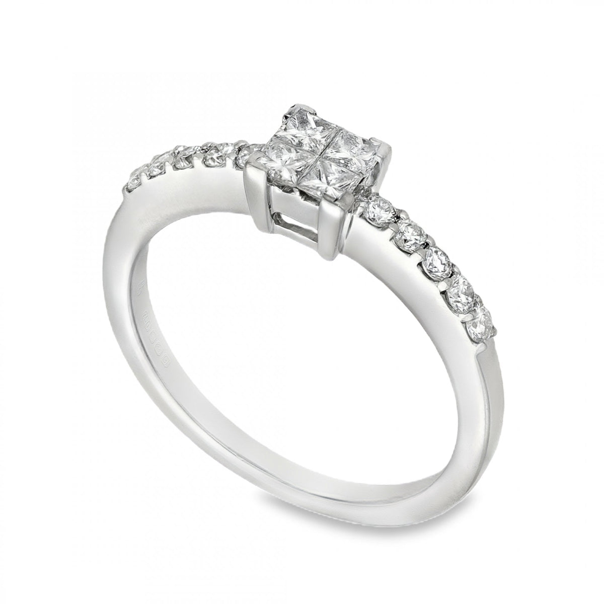 Ladies 18ct White Gold Diamond Cluster Ring - Size N - 0.43ct
